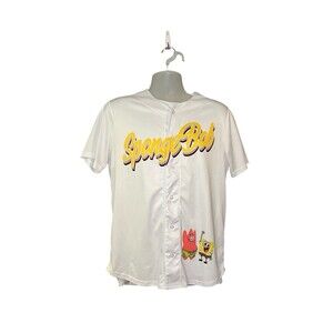 SpongeBob SquarePants Men’s Medium Button Front Athletic Graphic Baseball Jersey